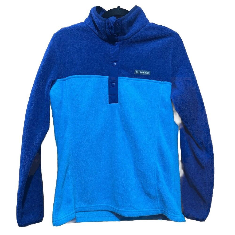 Columbia Foster Creek Pullover‎ Blue Color Block Fleece Snap Color Medium EUC